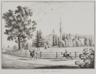 View of the Tobogganing Pavilion and the Telegraph at Oranienbaum, 1821-1822