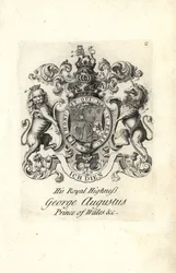 Coat of arms and crest of His Royal Highness George Augustus, Prince of Wales, later King George II of England