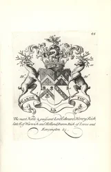 Coat of Arms and Crest of Edward Henry Rich, 7th Earl of Warwick and Holland, Baron Rich of Leeze and Kensington