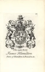 Coat of arms and crest of the right noble James Hamilton, 5th Duke of Hamilton and Brandon