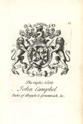 Coat of Arms and Crest of John Campbell, 2nd Duke of Argyll and Greenwich