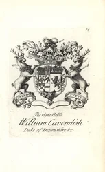 Coat of Arms and Crest of William Cavendish, 2nd Duke of Devonshire