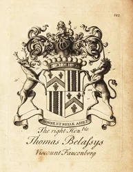 Coat of Arms of the Right Honourable Thomas Belasyse, Earl Fauconberg or Thomas Belassys, Viscount Fauconberg (1699-1774)