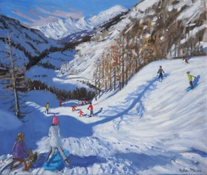 Shadow of a Fir Tree, and Skiers Tignes, 2014