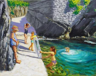 Swimming in the sea pool, Cinque Terre, Italy, 2024
