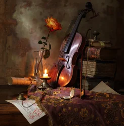 Romantic Violin and Rose