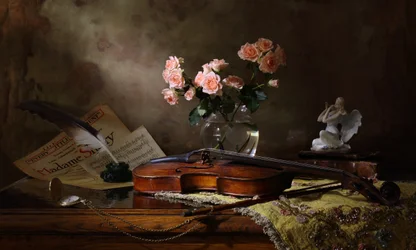Romantic Violin and Roses
