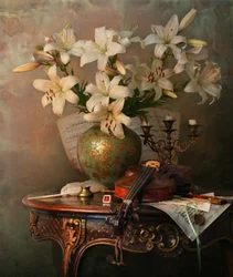 Vintage Lilies and Violin
