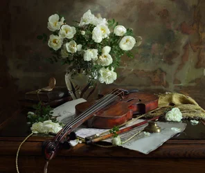 White Roses and Violin