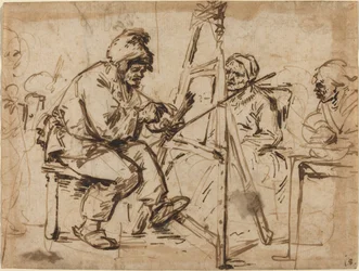 An Artist Seated at His Easel