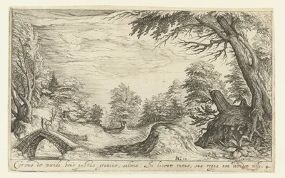 Landscape with a Deer on a Bridge