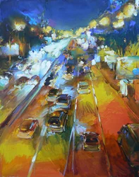 Vibrant City Night Highway