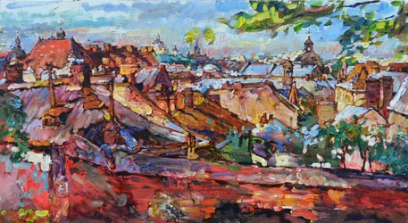 Vibrant City Rooftop View