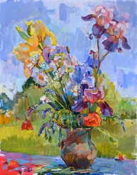 Vibrant Garden Irises