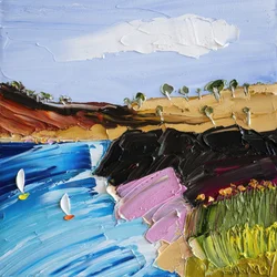 Vibrant Coastal Sailboats