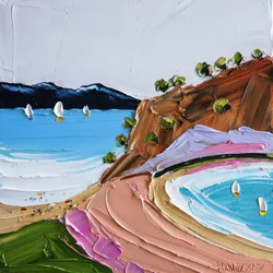 Vibrant Coastal Sailboats