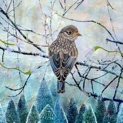 Blue Bird Winter Scene