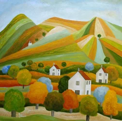 Colorful Hillside Village
