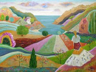 Woman in Colorful Landscape