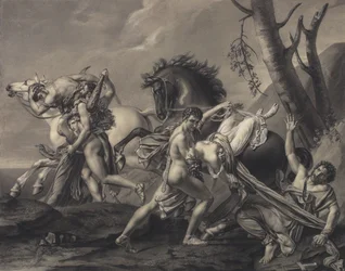 Theseus and Pirithoüs Clearing the Earth of Brigands, Deliver Two Women from the Hands of their Abductors