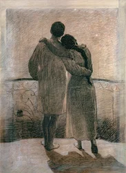 Young Couple, central panel from the Dream and Reality Triptych