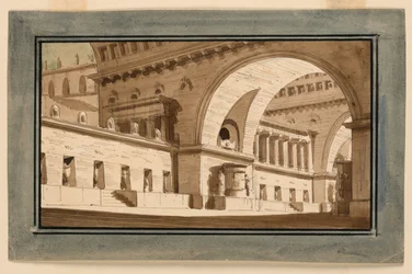 Stage Design, Exterior of Palace, Sepulchral Hall