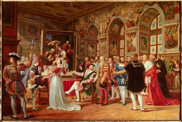 Francois 1st King of France Received the Painting of the Holy Family at Fontainebleau