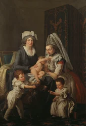 Portrait of a Lady, in an Interior with her Nurse and Three Children