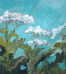 White Blooms Turquoise Sky