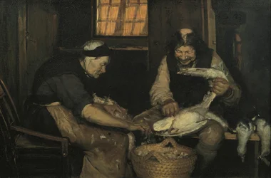 Old Couple Plucking Gulls. Lars Gaihede and Old Lene