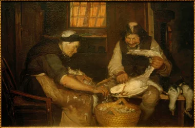 Two Old People Plucking Seagulls. Lars Gaihede and Old Lene