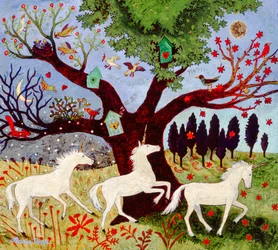 3 Unicorns by Tree