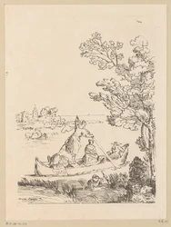 River Landscape with a Boat Rowed by a Woman, Cabinet du Roy (series title on object)