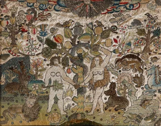 A Needlework Picture Depicting Adam and Eve