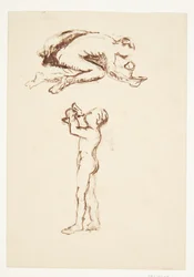 Study Sheet with Kneeling Man and Standing Boy