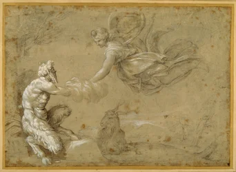 Pan presenting the wool to Diana