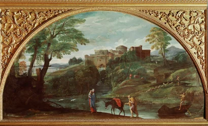 The flight to Egypt. Painting by Annibale Carracci (1560-1609)