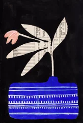 Blue Vase Pink Flower