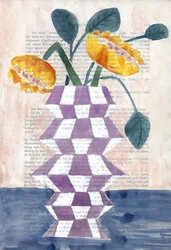 Vase with Golden Blooms