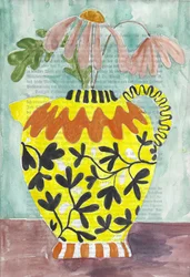 Yellow Vase with Flowers