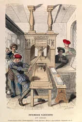 A printing press in Paris in the 15th century
