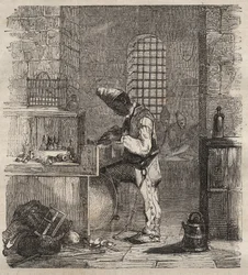 A working force at the Brest Bagne in the 19th century. Engraving in 