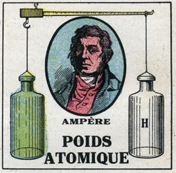 Atoms: The Atomic Weight by Andre Marie Ampere (1775-1836). Anonymous illustration from 1925. Private collection.