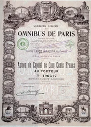 Capital share of 500 Francs in the Paris omnibus, 20th century