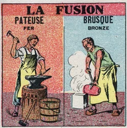 Changes in States: Shading Melting of Iron and Abrupt Melting of Bronze. Anonymous illustration from 1925. Private Collection