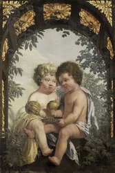 Christian Allegory with Two Children Pouring from a Carafe into a Bowl