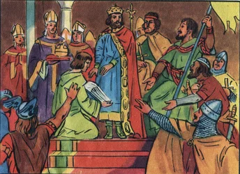 Coronation of Hugues Capet (941-996) in Noyon in 987, by Adalberon (ca. 925-990), Archbishop of Reims. This Coronation Marked the Beginning of the Capetian Dynasty, Kings of France who Reigned, either Directly or Indirectly, for 8 Years. Anonymous Illustra