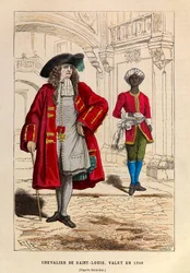 Costume of a Knight of Saint Louis Accompanied by His Valet in 1706