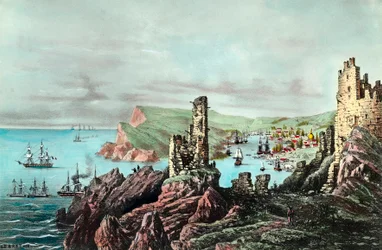 Crimean War: view of Balaklava harbour in Crimea