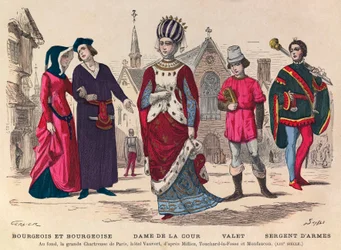 Court Costumes in France During the 13th Century - Private Collection